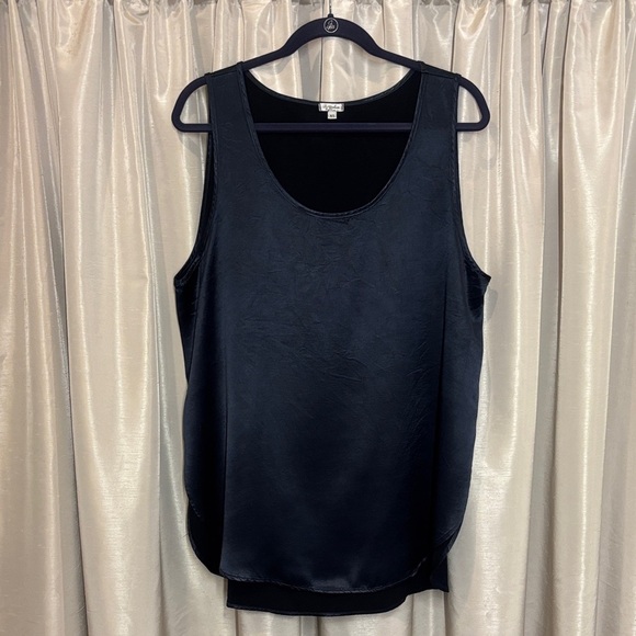 PJ Harlow “Jackie” pajama pj tank top, navy blue, XL, satin, EUC - Picture 1 of 6